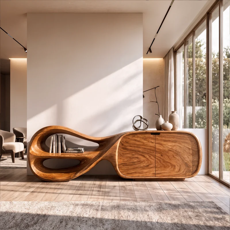 Modern Sideboard With Sculptural Curved Frame For Living Room SINLKISD003