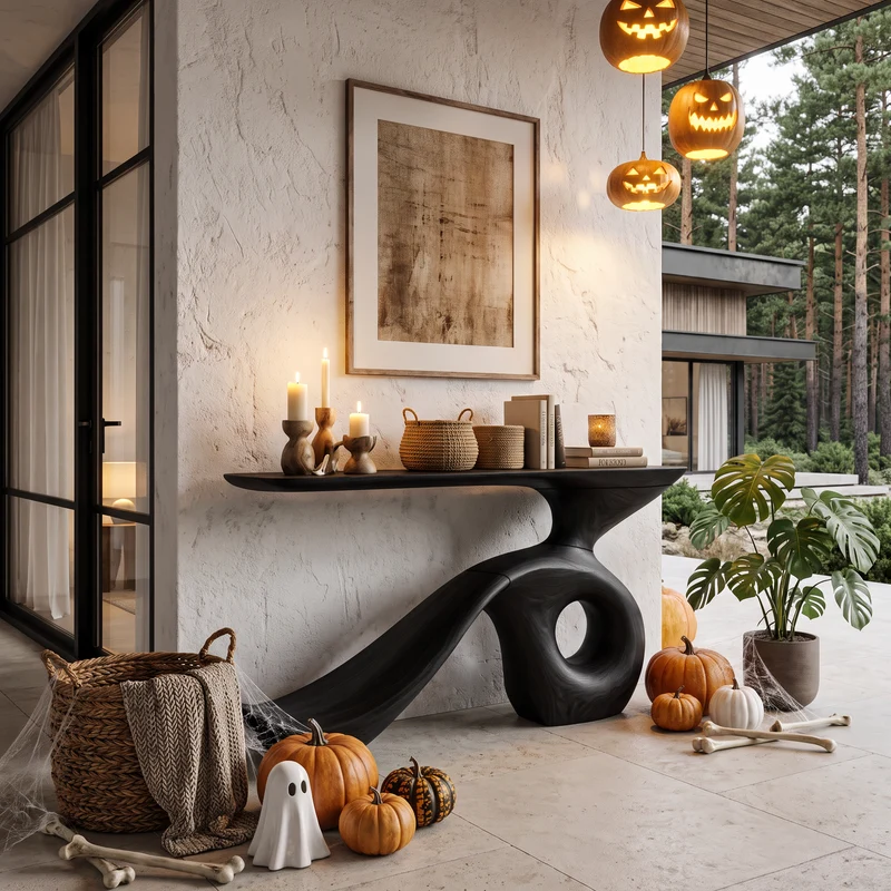 Modern Halloween Entryway Table With Sculptural Open Frame For Hallway SINLHACS708