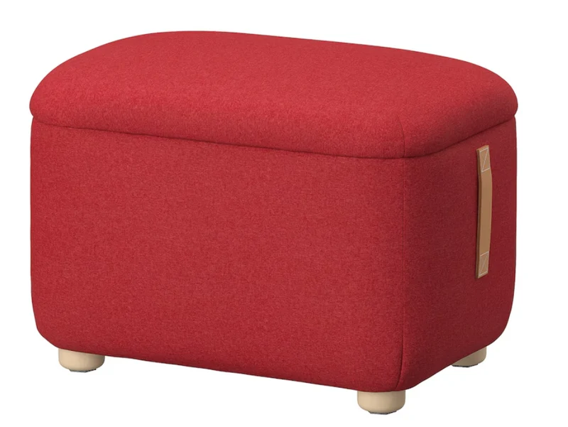 OSKARSHAMN Footstool with storage, Tonerud red