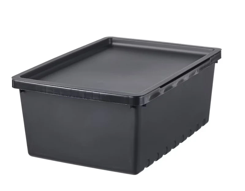 UPPSNOFSAD Storage box with, black, 35x25x14 cm/9 l/UPPSNOFSAD Lid, black, 35x25 cm