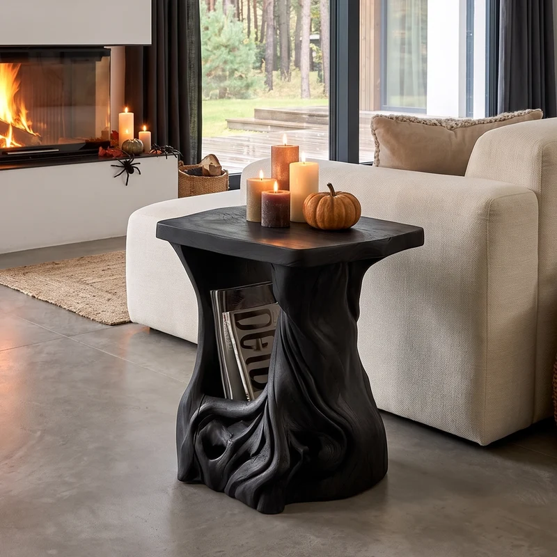 Modern Beside Table Halloween Inspired With Sculptural Tree Base For Living Room SINLHASTA317