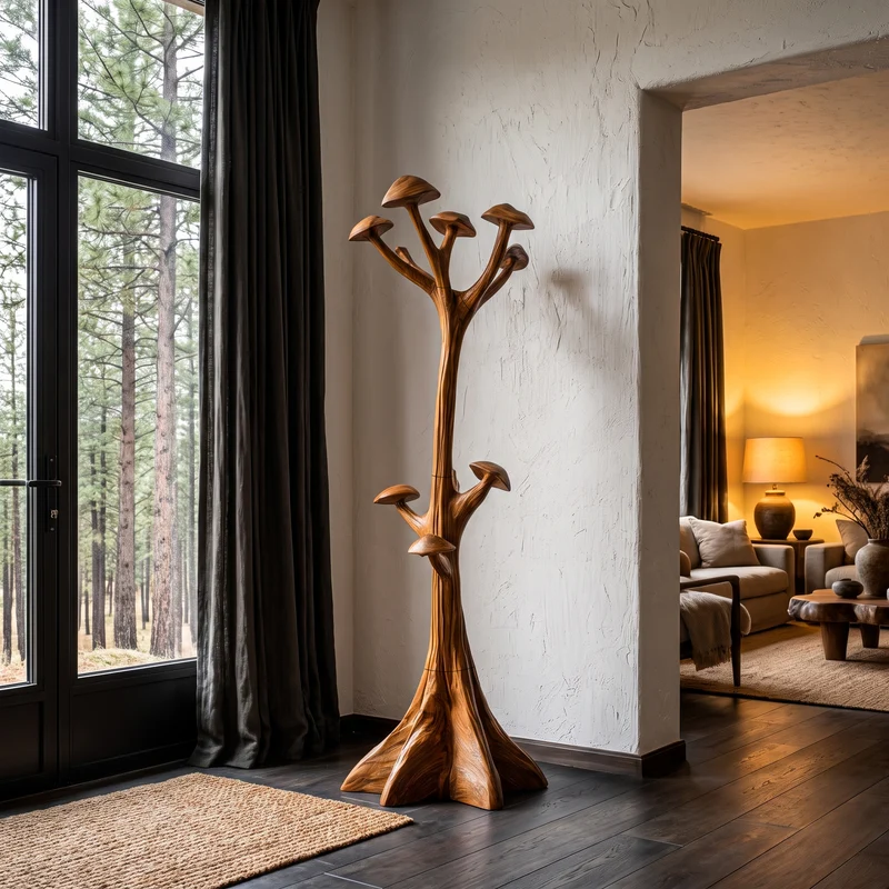 Modern Sculptural Tree Coat Rack Freestanding Design For Entryway Hallway SINLHATCR126