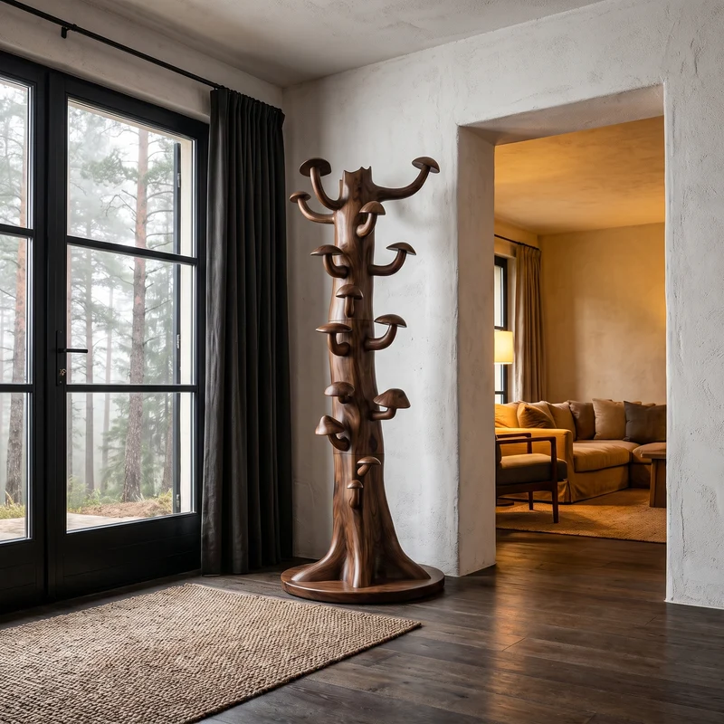 Rustic Freestanding Tree Coat Rack Wooden Hall Tree For Entryway Hallway SINLHATCR124