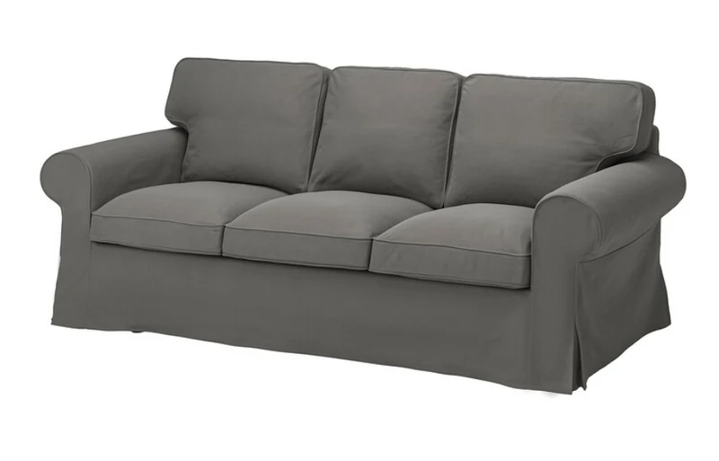 EKTORP Three-seat sofa frame/EKTORP Cover for 3-seat sofa, Hakebo dark grey