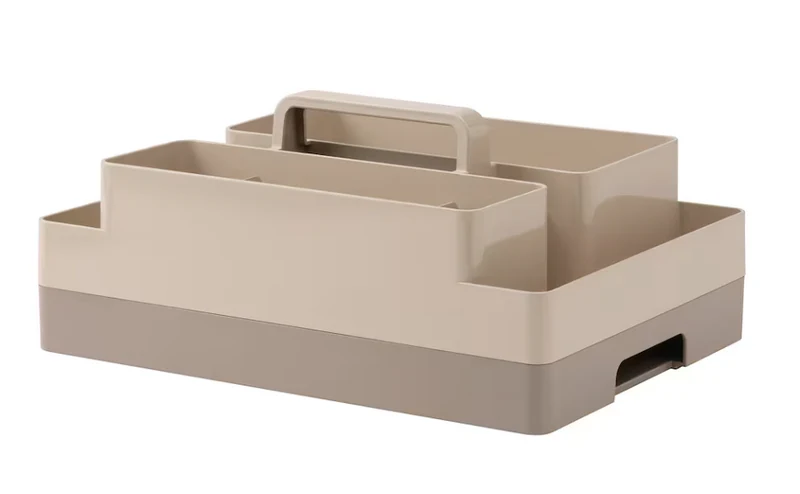 KUGGIS Desk organiser set, 2 pieces, grey-beige/dark grey-beige, 26x35x16 cm