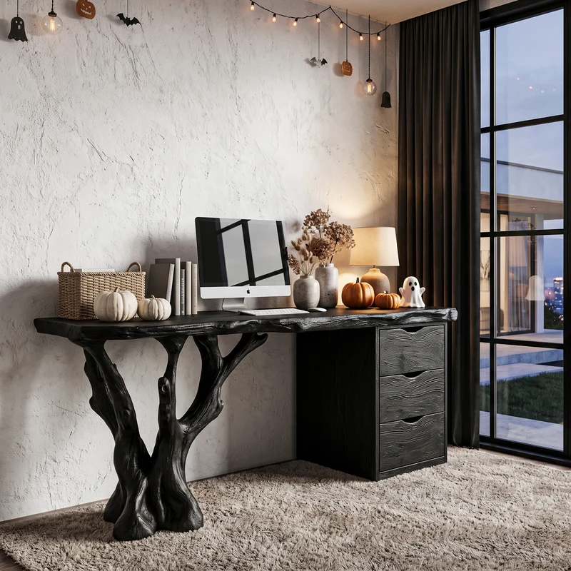Mid Century Halloween Desk Branch Design For Study Room And Workspace SINLHADE179