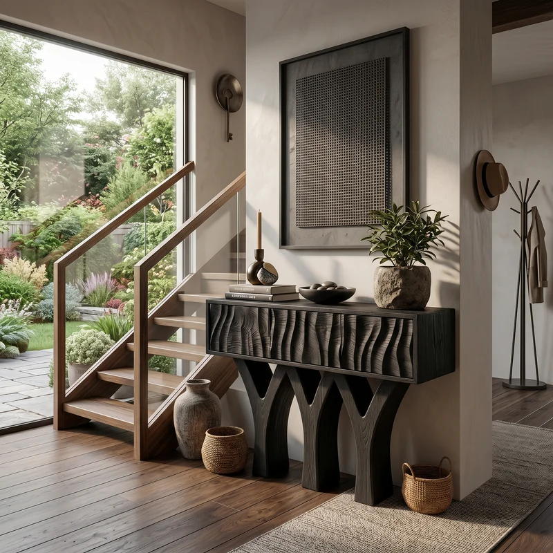 Wooden Console Table With Three Y-shaped Base For Home Decor RTTHTTCS029