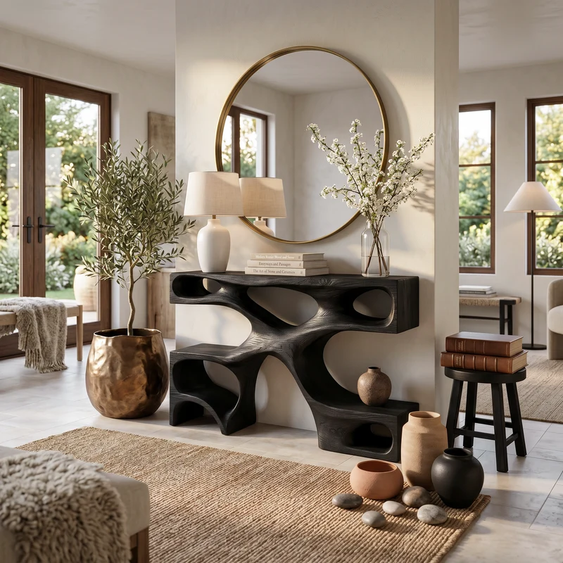 Modern Wooden Console Table With Open Storage For Interior Decor RTTHTTCS038