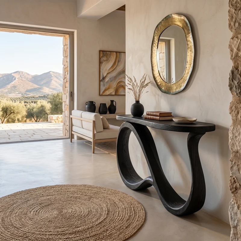 Modern Wooden Console Table With Undulating Legs For Home Decor RTTHTTCS025