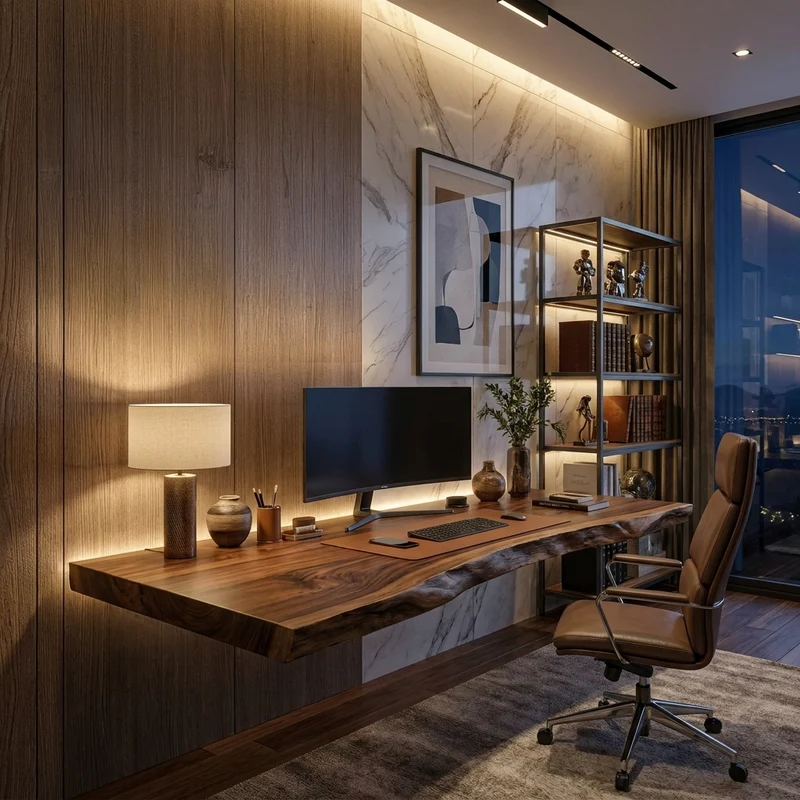Modern Live Edge Floating Desk For Home Workspace SITHTTDE047