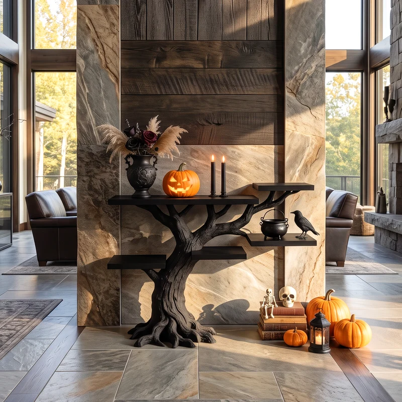 Minimalist Twisted Tree Accent Table For Witchy Halloween Vibes SILDTTNCS154