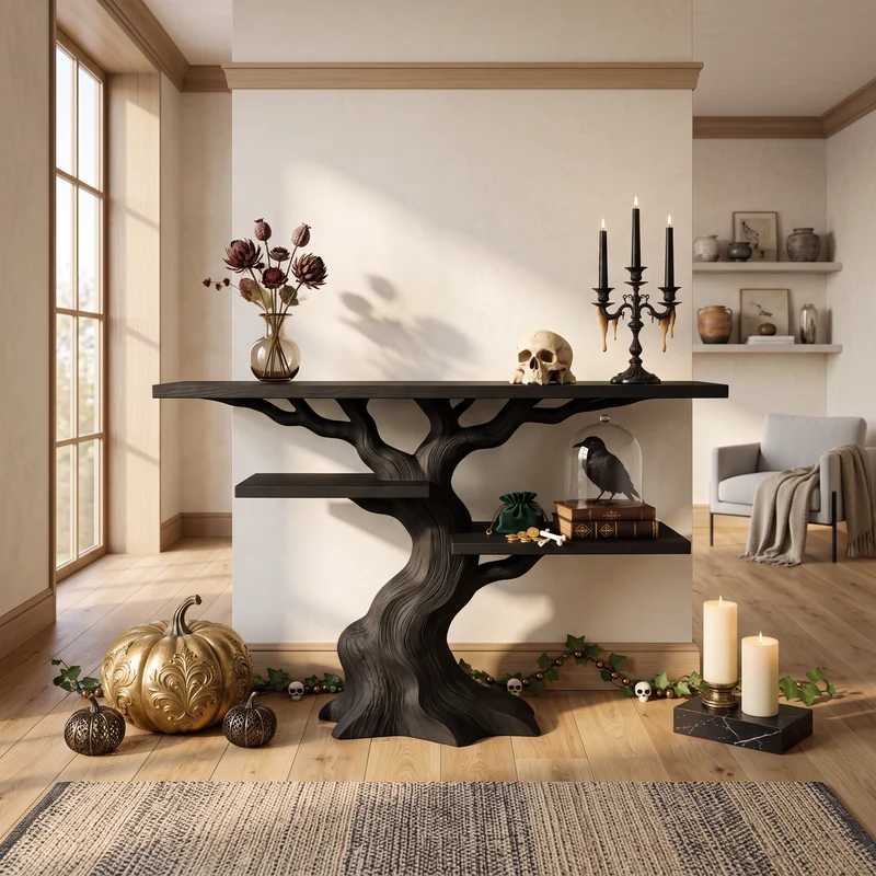 Organic Twisted Tree Sofa Table For Witchy Halloween Interior SILDTTNCS158