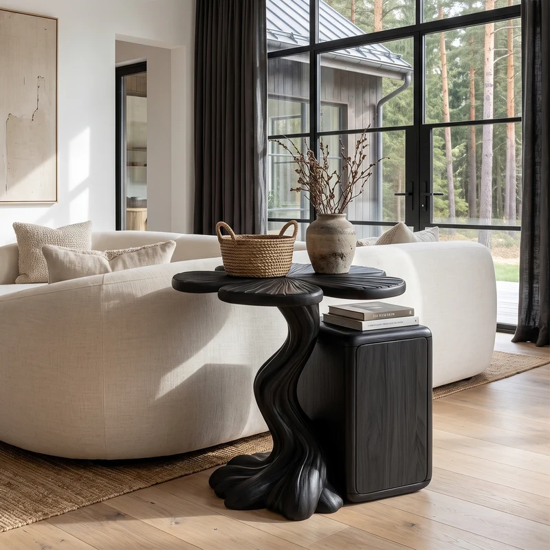 Modern Side Table With Tree Inspired Base For Living Room SINLHASTA305