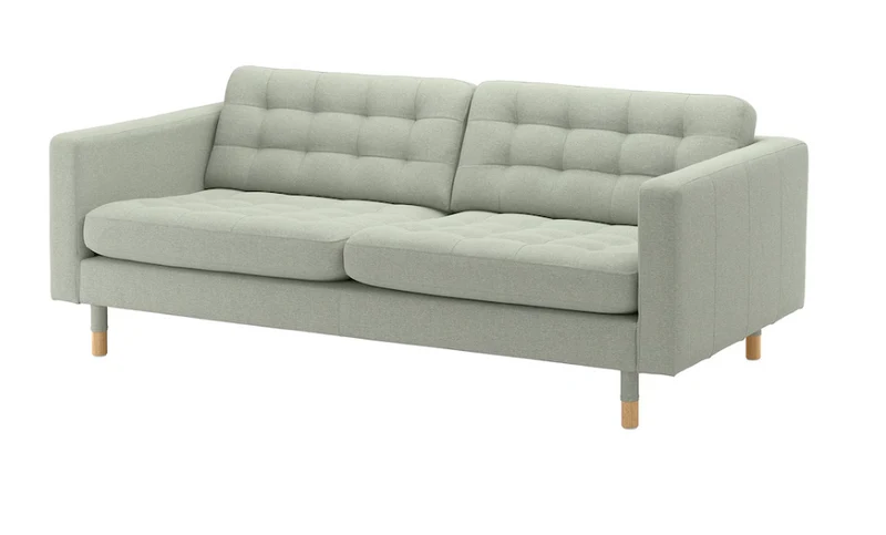 LANDSKRONA 3-seat sofa, Gunnared light green/LANDSKRONA Leg, metal, 15 cm