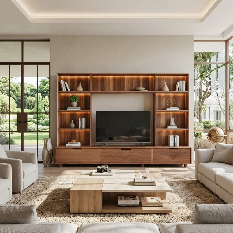 Large Entertainment Center With LED Lighting For Living Room SITHTTTVC012