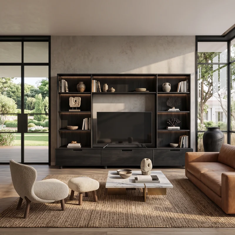 Large Entertainment Center With LED Lighting For Living Room SITHTTTVC012