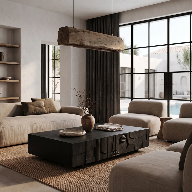 Modern Statement Coffee Table With Textured Relief Drawers For Living Room SINLHACF425