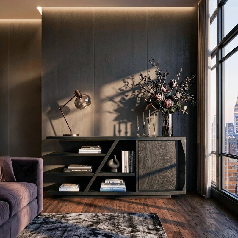 Modern Sideboard With Shelves And Cabinet For Living Room SITHTTSD022