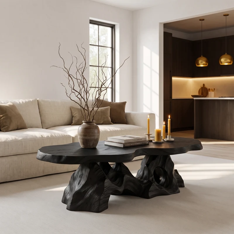Organic Coffee Table With Sculptural Tree Root Base For Living Room SINLHACF412