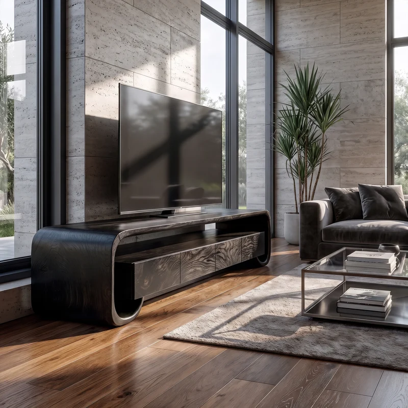 Modern TV Cabinet With Minimal Organic Design For Living Room And Lounge SINLKITVC091