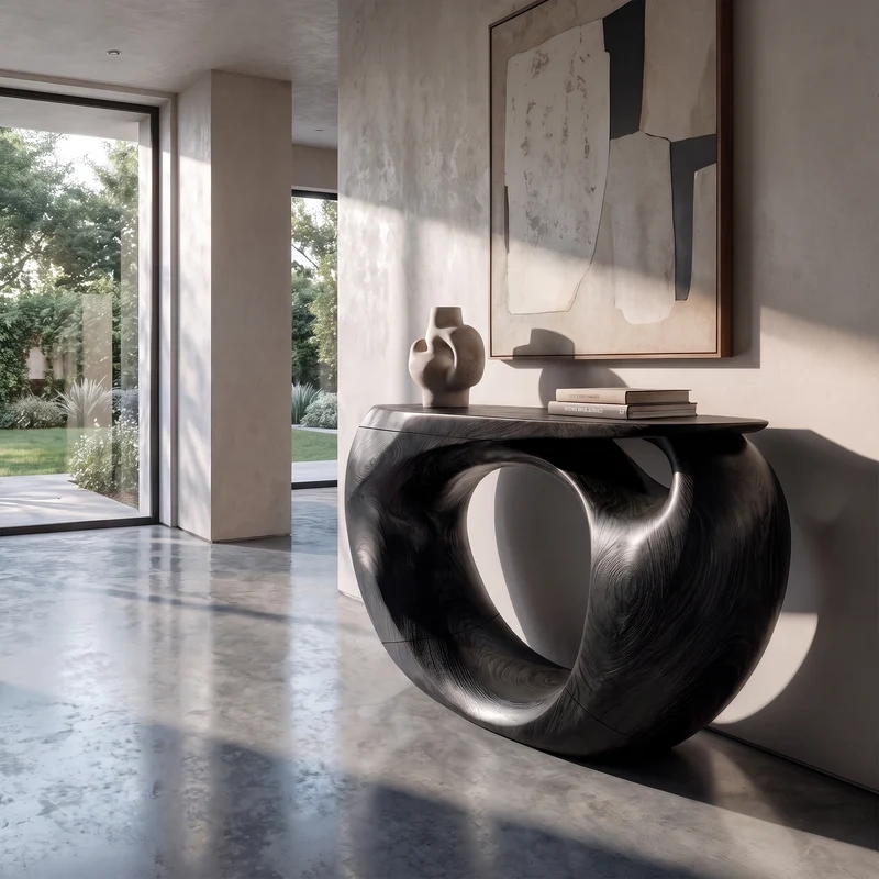Console Table Organic Hollow Base Design For Entryway SINLKICS682