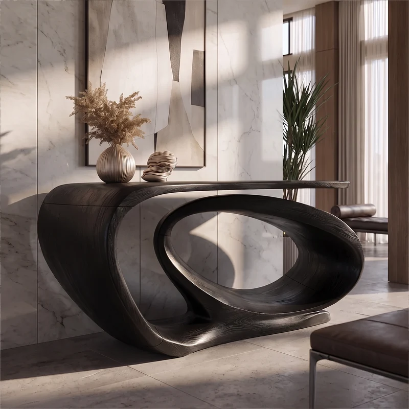 Console Table Sculptural Open Loop Base For Entryway Foyer Hallway SINLKICS687