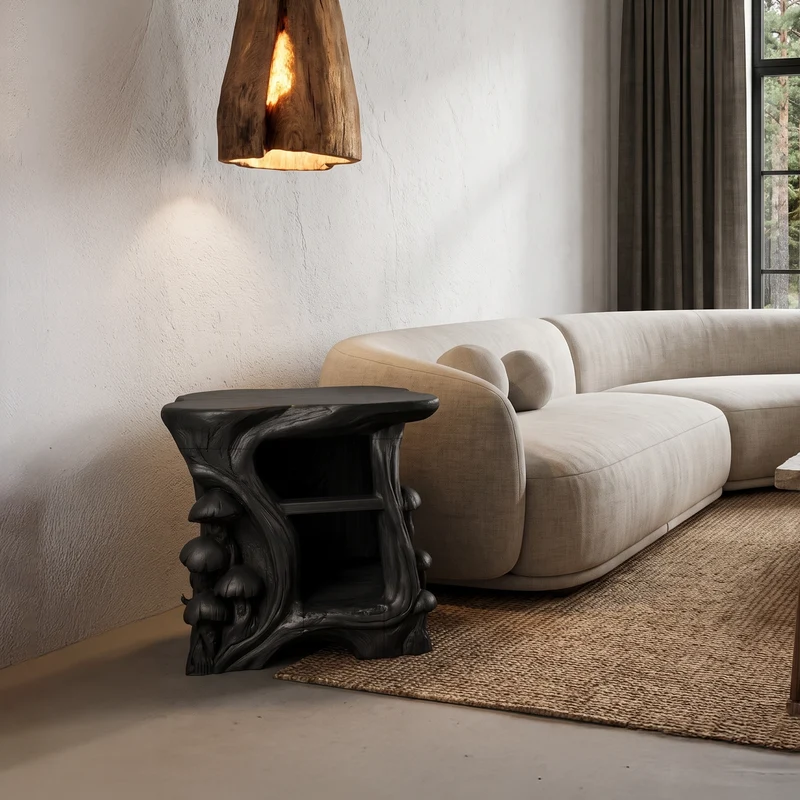 Organic Solid Wood Bedside Table With Sculptural Tree Branch Base SINLHASTA278