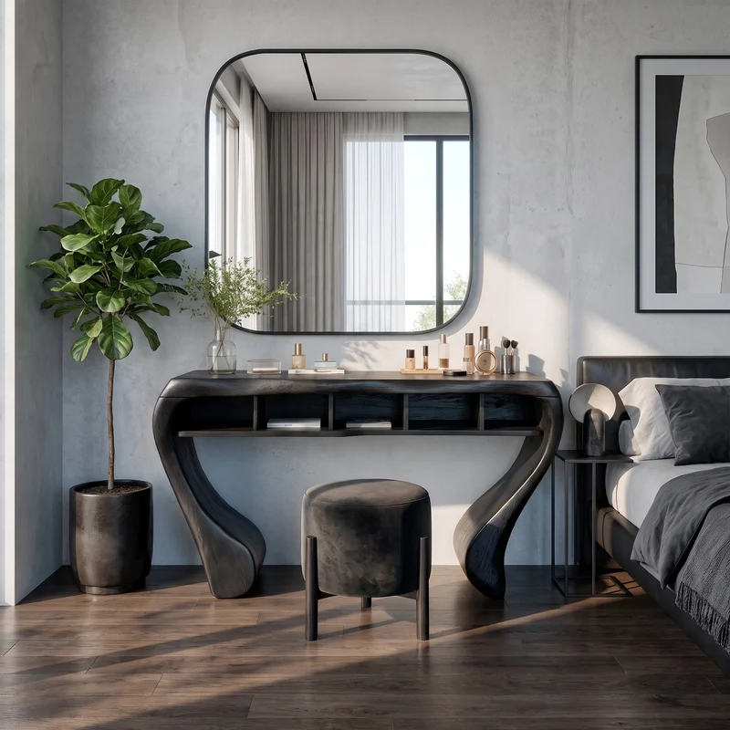 Rustic Dressing Table With Open Drawer Storage For Bedroom And Dressing Room SINLKIMKV096