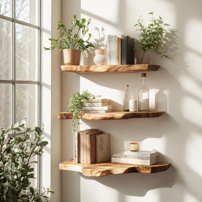Handcrafted Live Edge Floating Bookshelf Furniture Decor SILDTFL157