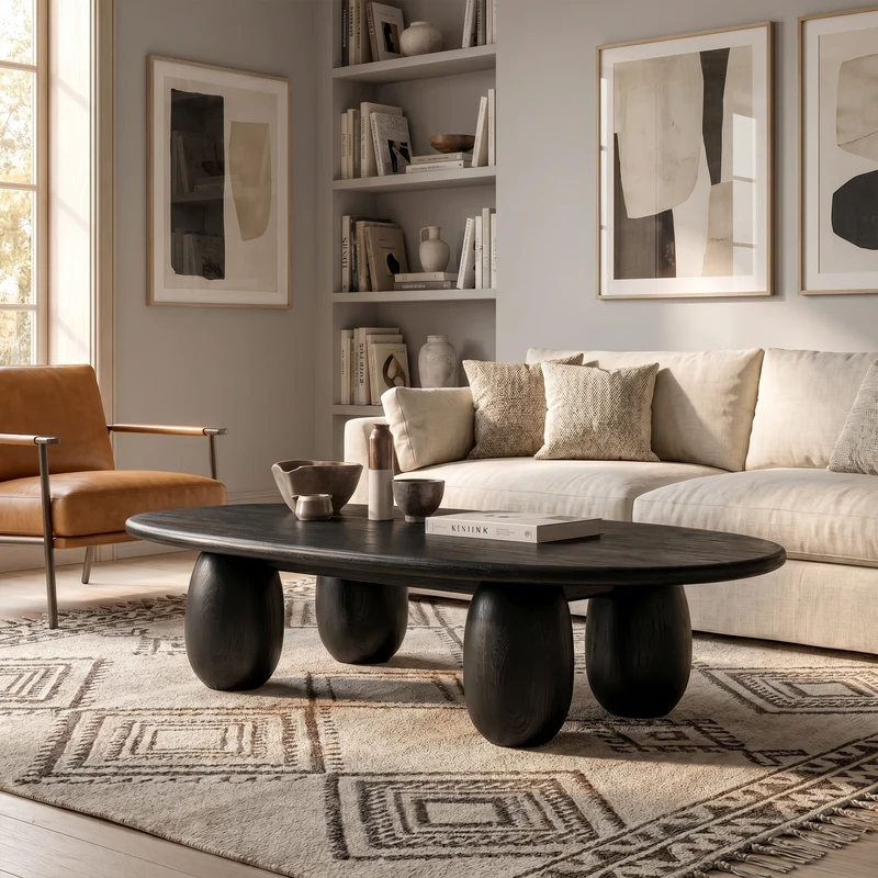 Organic Coffee Table With Sculptural Rounded Legs For Living Room And Lounge SINLKICF420