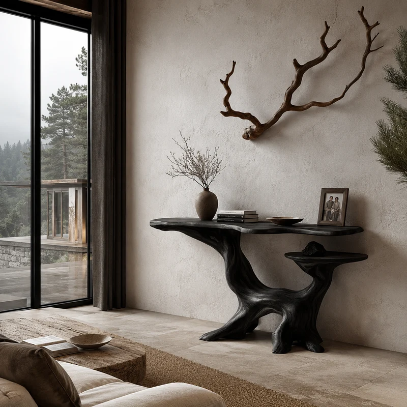 Organic Console Table With Sculptural Tree Root Design For Entryway And Living Room SINLHACS690