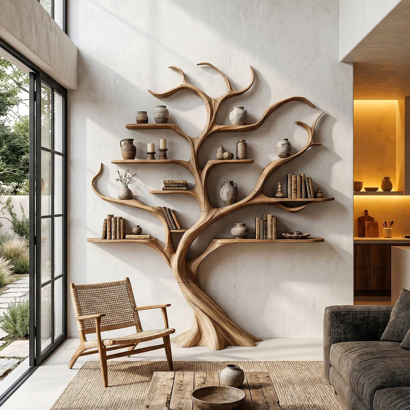 Modern Tree Bookshelf With Artistic Branch Frame For Home Office SINLHATB760
