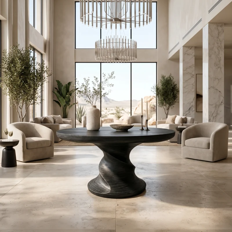 Contemporary Center Table With Flowing Curved Design For Foyer And Hallway SINLSAFT056