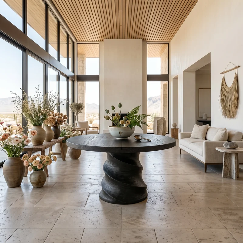 Organic Foyer Table With Sculptural Spiral Design For Foyer And Entryway SINLSAFT052