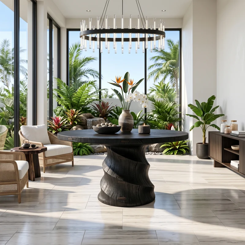 Organic Foyer Table With Sculptural Spiral Design For Foyer And Entryway SINLSAFT052