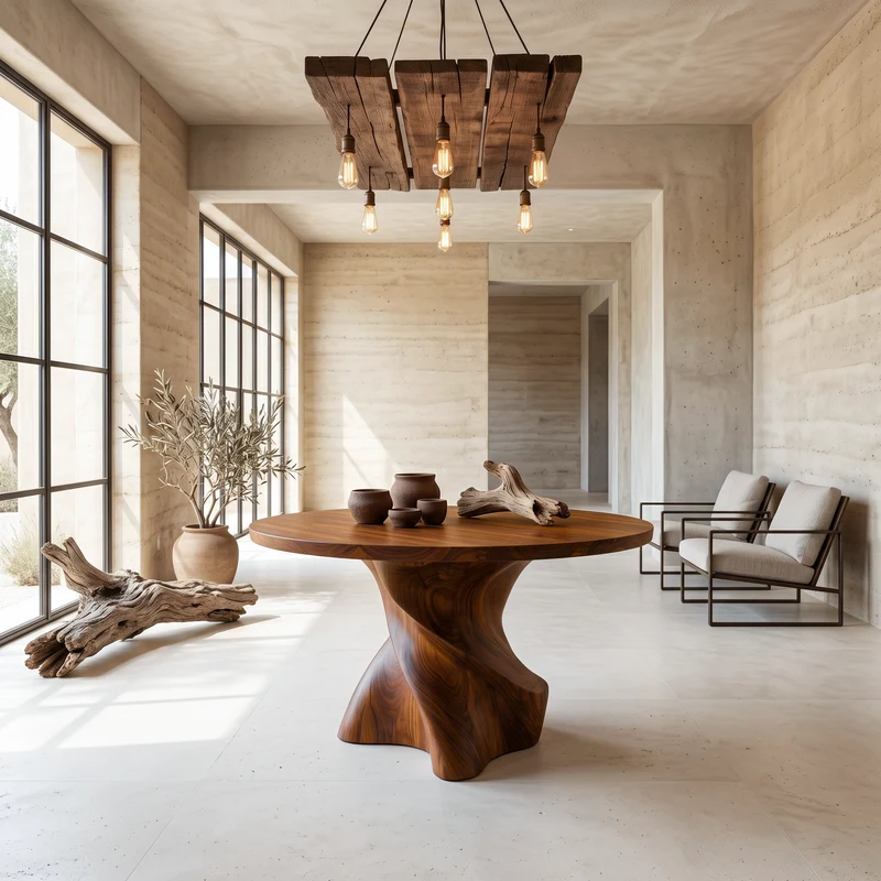 Organic Modern Foyer Table Handcrafted Freeform Design For Luxury Entryway SINLSAFT050