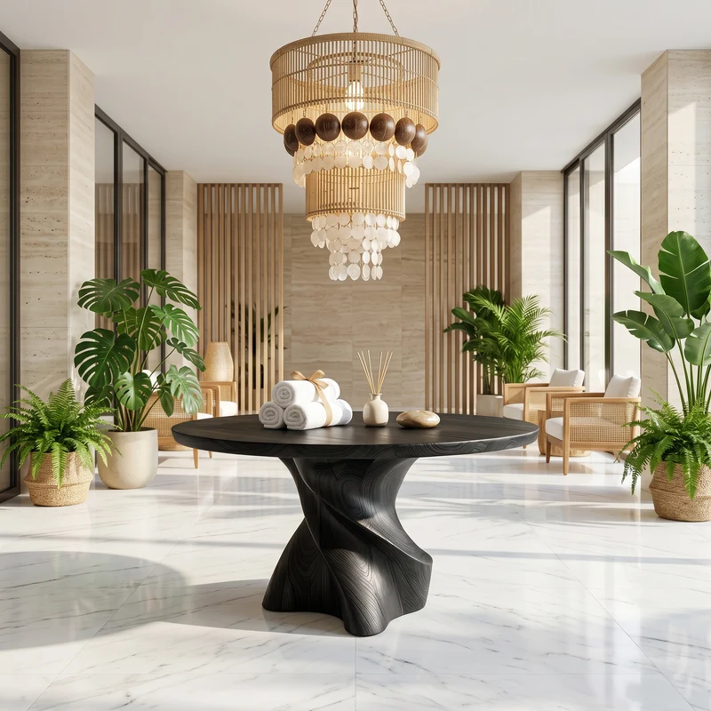 Organic Modern Foyer Table Handcrafted Freeform Design For Luxury Entryway SINLSAFT050