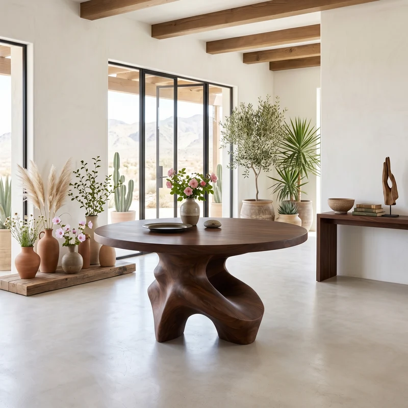 Minimalist Foyer Table Handcrafted Organic Base For Entryway SINLSAFT049