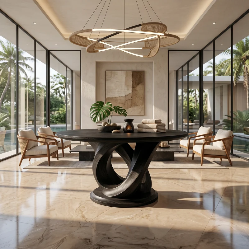 Modern Foyer Table Handcrafted Sculptural Base For Entryway SINLSAFT047