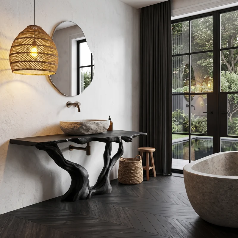 Organic Bathroom Vanity With Sculptural Tree Branch Base For Bathroom SINLHABRV333