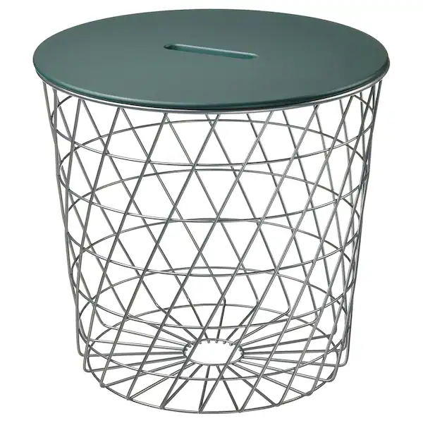 KVISTBRO Storage table, silver color/dark gray-green, 44 cm (17 3/8 ")