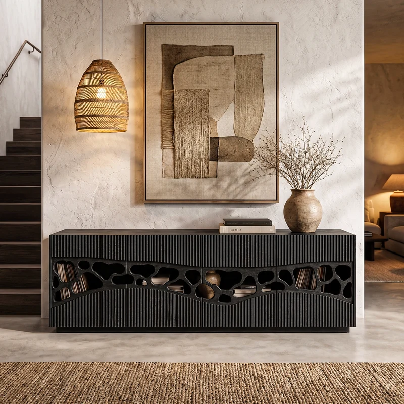 Contemporary Sideboard With Organic Cutout Design For Dining Room And Living Room SINLHASD002