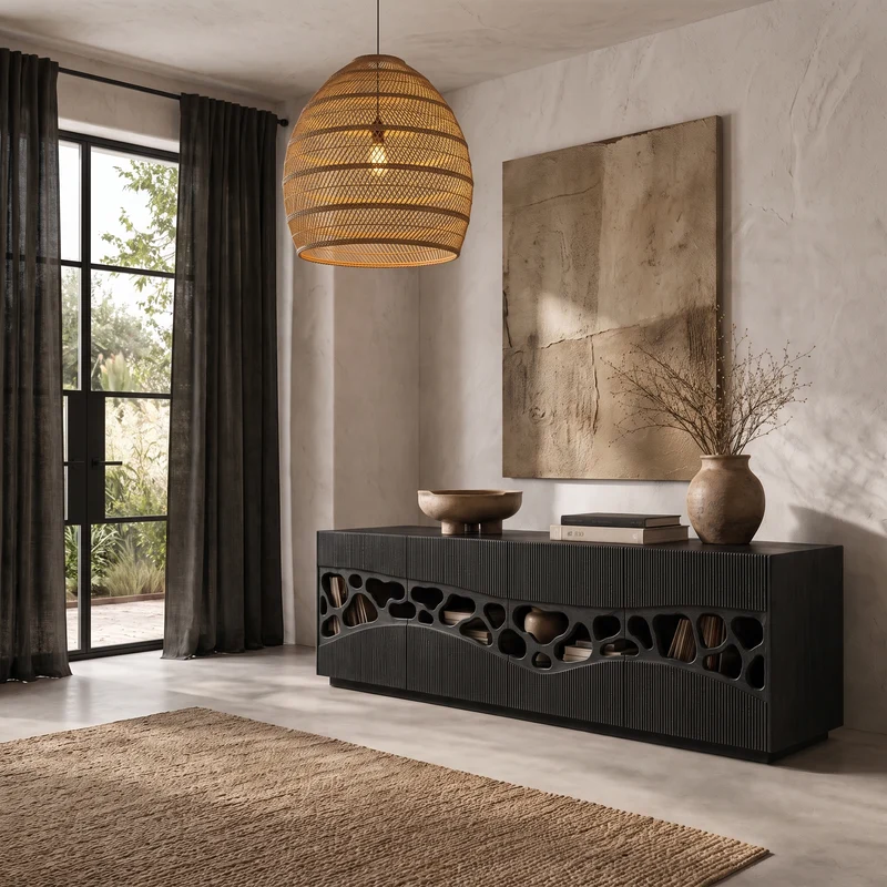 Contemporary Sideboard With Organic Cutout Design For Dining Room And Living Room SINLHASD002