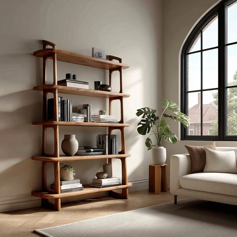 Contemporary Wooden Standing Shelf For Living Room Corner RTTHHNSS031