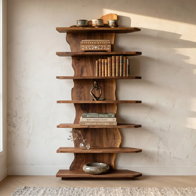 Organic Natural Wooden Standing Shelf For Reading Nook RTTHHNSS020