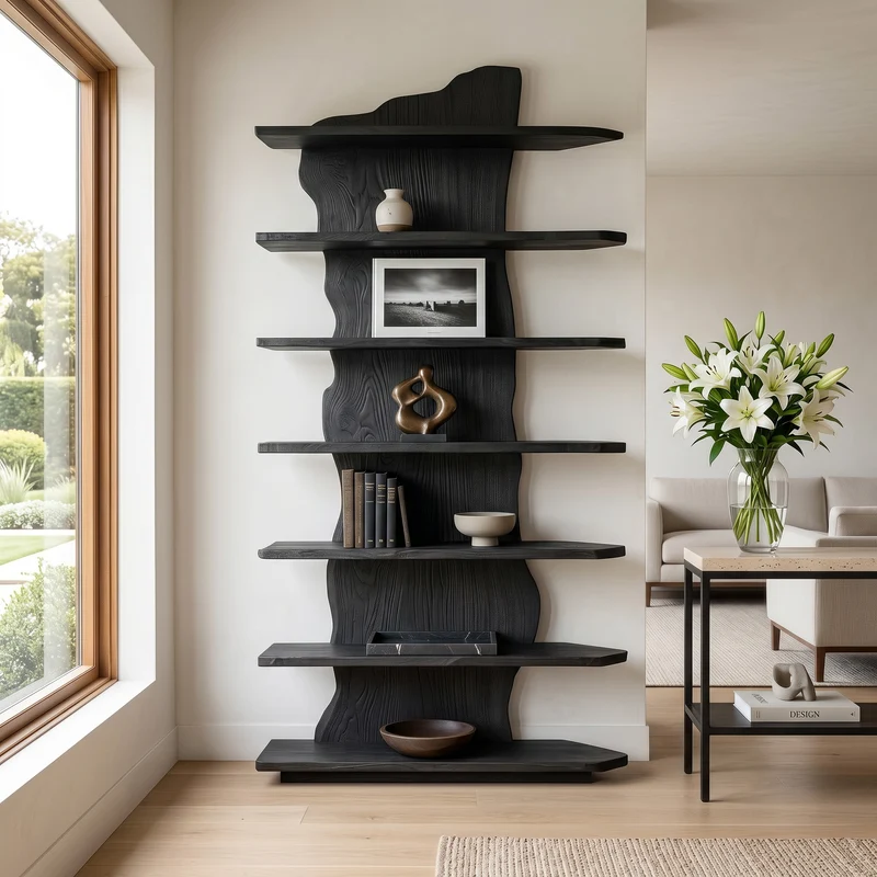 Organic Natural Wooden Standing Shelf For Reading Nook RTTHHNSS020