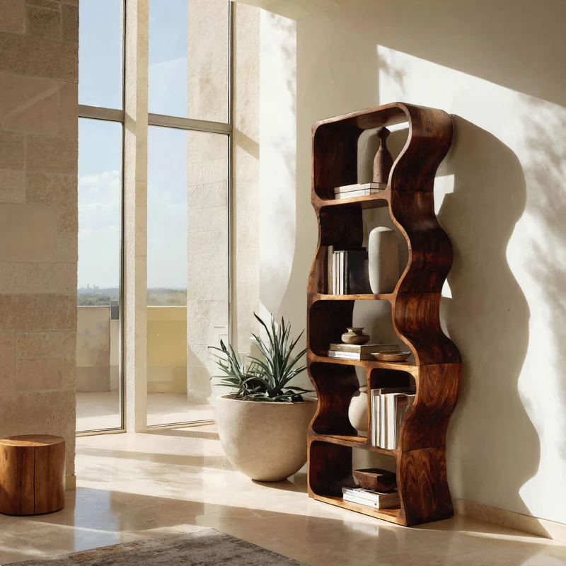Organic Standing Shelf With Flowing Edges For Living Room RTTHHNSS010
