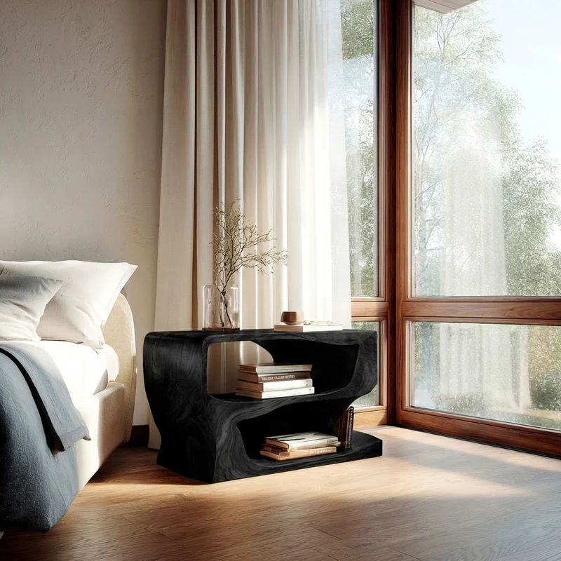 Organic Modern Wooden Nightstand For Bedroom RTTHHNNS030