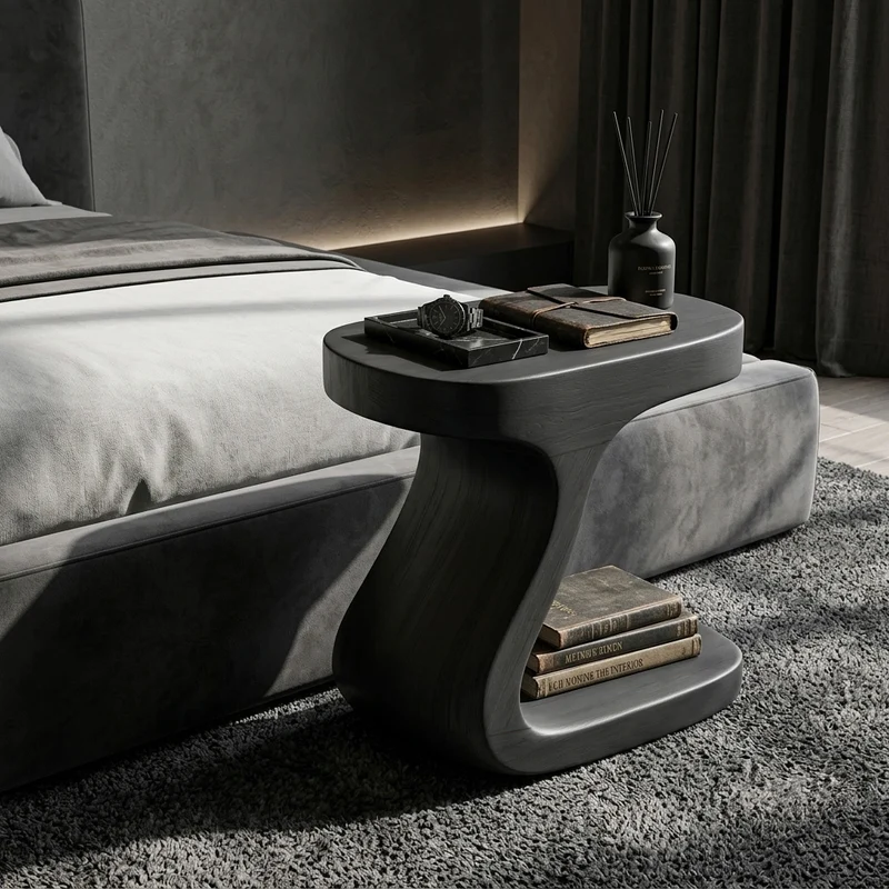 Minimalist Organic Shaped Nightstand For Bedroom RTTHHNNS001