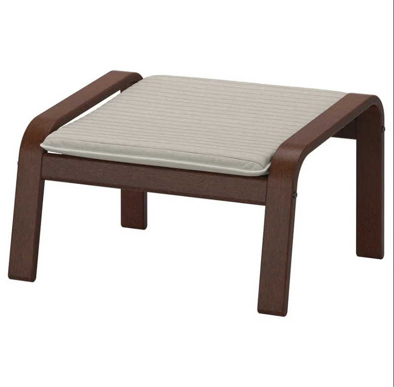 POANG Footstool frame, brown/Cushion, light beige